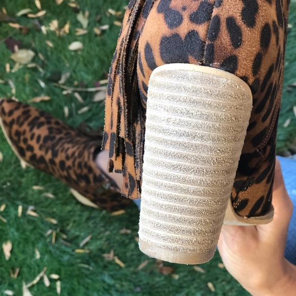 Faux Suede Leopard Print Ankle Boots - Picture 7 of 8